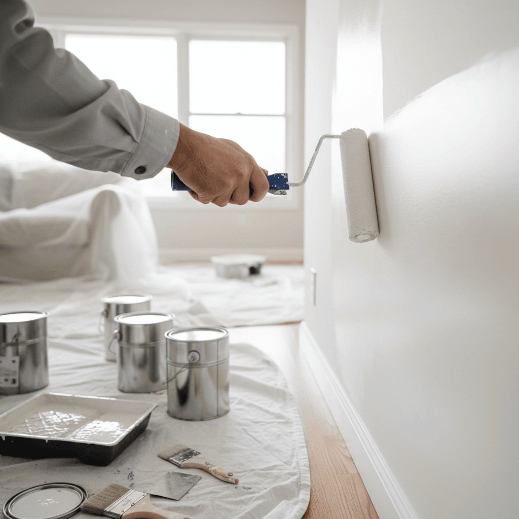 Fresh drywall patch with smooth finish